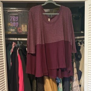 We The Free Two-Tone Burgundy Tunic